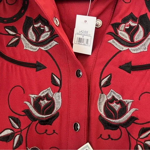 Roper Womens Dress Old West Collection with Embroidery - Red - Picture 13 of 14